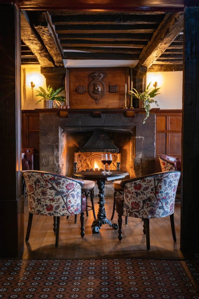 The White Hart Lewes table for two in front of open fire